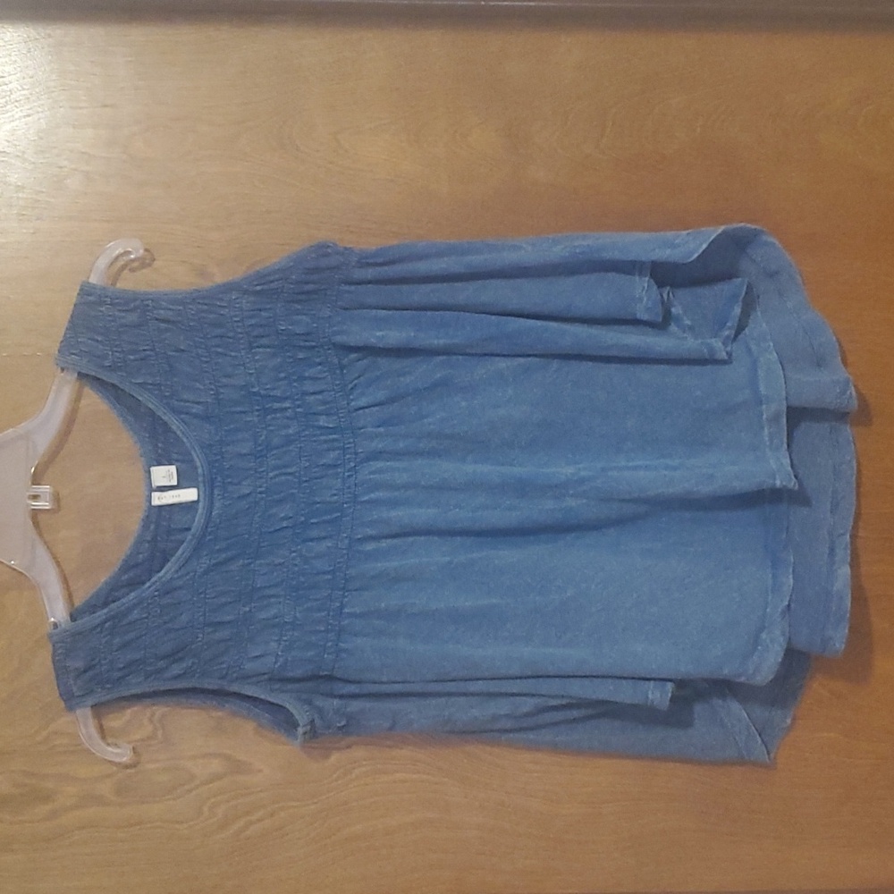 Blue Cotton Sleeveless Tank Top Hi Low L NWOT